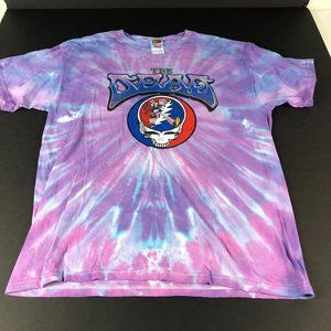 Vintage 2000s Grateful Dead Shirt Men's Large Dark Purple Tie Die Wave The Flag